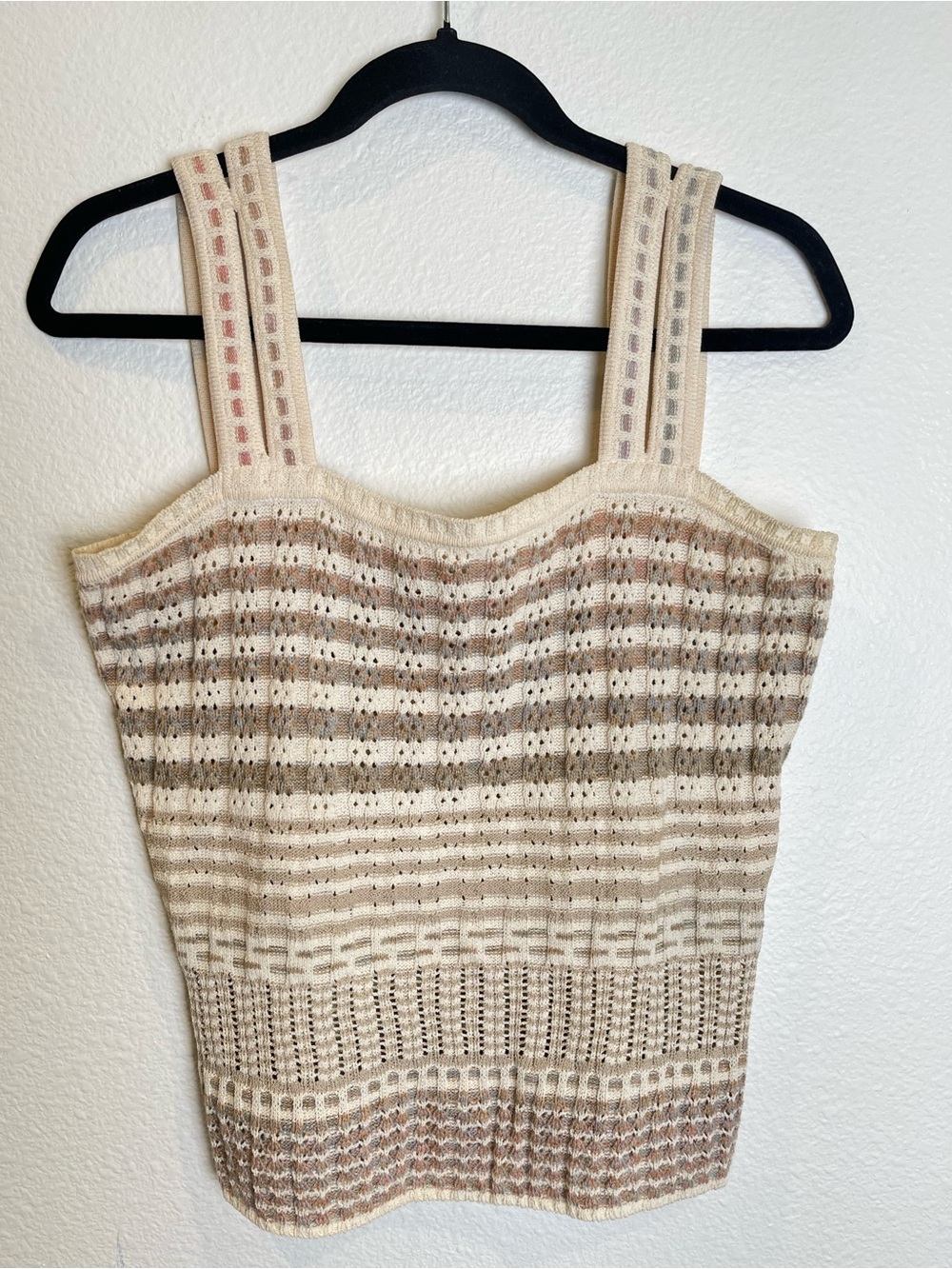 Vintage St John Sport Tank Top Knit Shell Sleeveless Cream Tan Sz Medium Casual